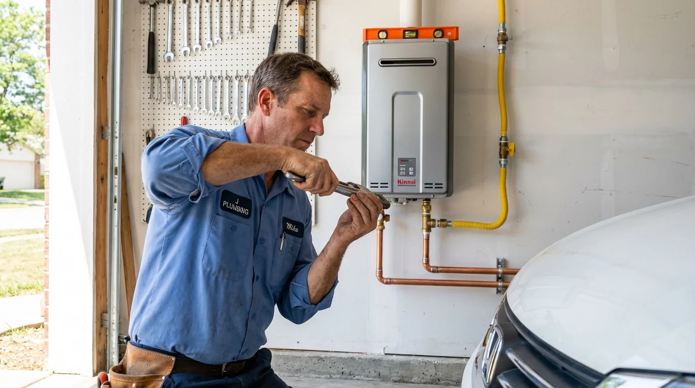 Tankless water heater installation by a Johns Plumbing LLC plumber in Verona